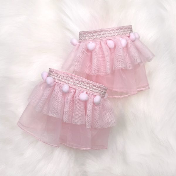 Princess Chiffon Lace Wrist Cuffs   Pink on Sale - Image 2