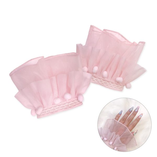 Princess Chiffon Lace Wrist Cuffs   Pink on Sale