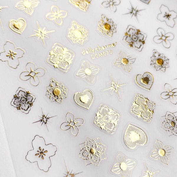 Chic Nail Art Sticker   Henna Motif   Metallic Gold Sale - Image 2